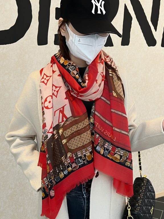 lv counter new [animal theme cattle long scarf]   beautiful [tears] Royal Hall of Fame level superb  2022 new counter on sale Classic logo pattern design style   plus rich Gucci themed characteristic elements of the tige