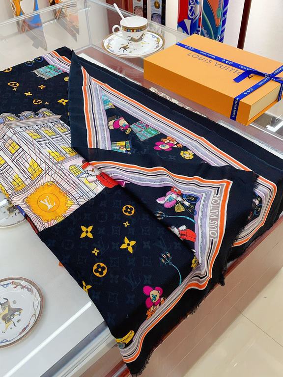 Price   new on   counter synchronization   LV new [Sunflower   long scarf] to attention gesture about the Louis Vuitton bloodline travel spirit and pattern fusion Monogram elements gathered in the center, is the love of 