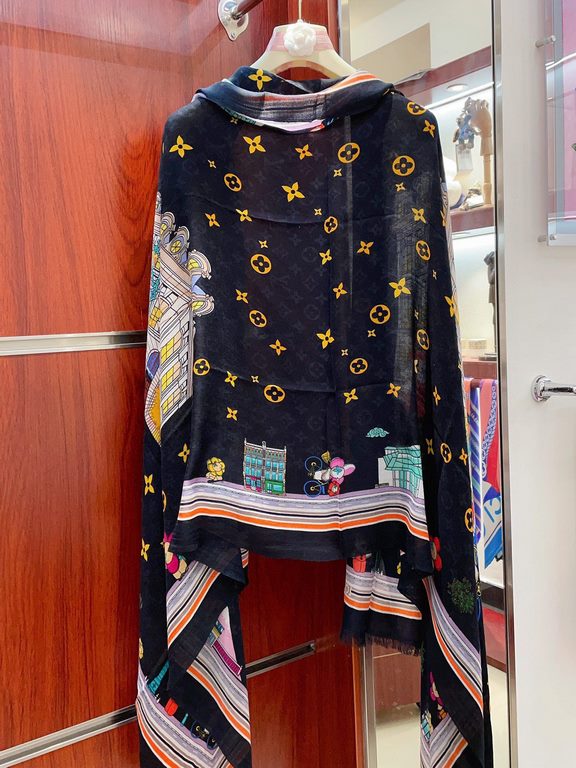 Price   new on   counter synchronization   LV new [Sunflower   long scarf] to attention gesture about the Louis Vuitton bloodline travel spirit and pattern fusion Monogram elements gathered in the center, is the love of 