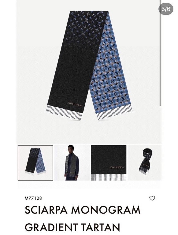 Price LV2023 new fall and winter the most beautiful men and women cashmere scarf Front is the star logo gradient blue The reverse side is a surprise plaid pattern very unique and moisturizing a scarf cashmere texture sof