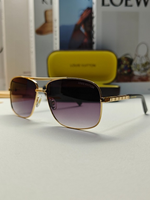 LV Louis Vuitton Sunglasses can be matched with near with myopia metal sunglasses men's fashion retro sunshade square frame glasses double beam sunglasses female models