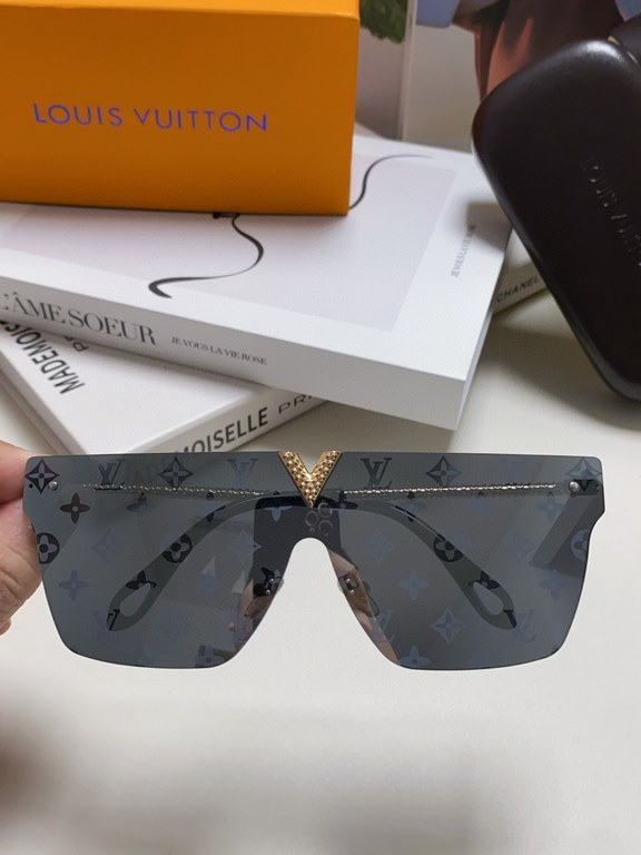 Lv Louis Vuitton New full print letters one piece sunglasses women sunscreen 2024 new sunglasses for men and women UV protection premium ins