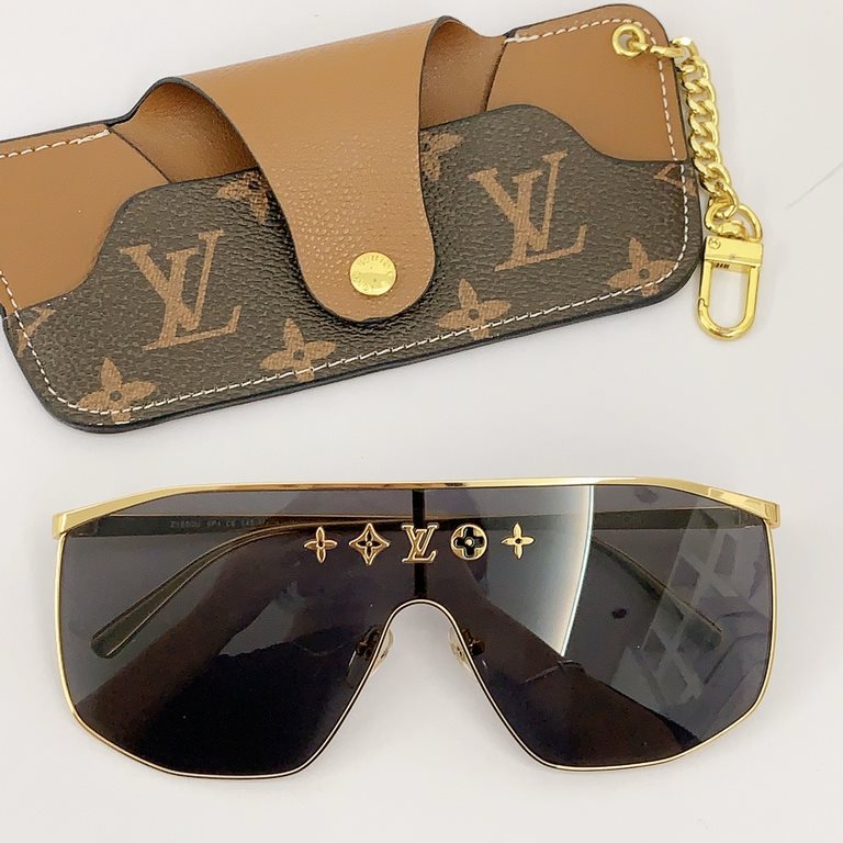 This year's latest fashion runway models Model Z1717UAlphabet Print Premium One-piece Sunglasses The most classic Louis Vuitton monogram LogoLuxurious four-leaf clover engraving.