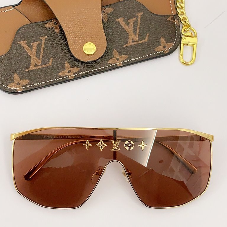 This year's latest fashion runway models Model Z1717UAlphabet Print Premium One-piece Sunglasses The most classic Louis Vuitton monogram LogoLuxurious four-leaf clover engraving.