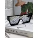 LV Louis Vuitton European and American large frame one-piece sunglasses Wang Hedi the same street beat tide cool glasses fashion inlaid diamond square men and women sunglasses