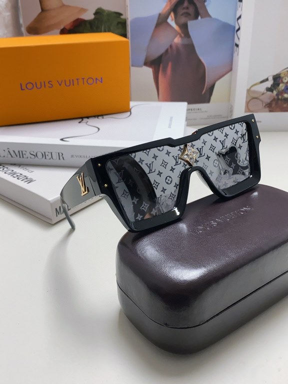 LV Louis Vuitton European and American large frame one-piece sunglasses Wang Hedi the same street beat tide cool glasses fashion inlaid diamond square men and women sunglasses