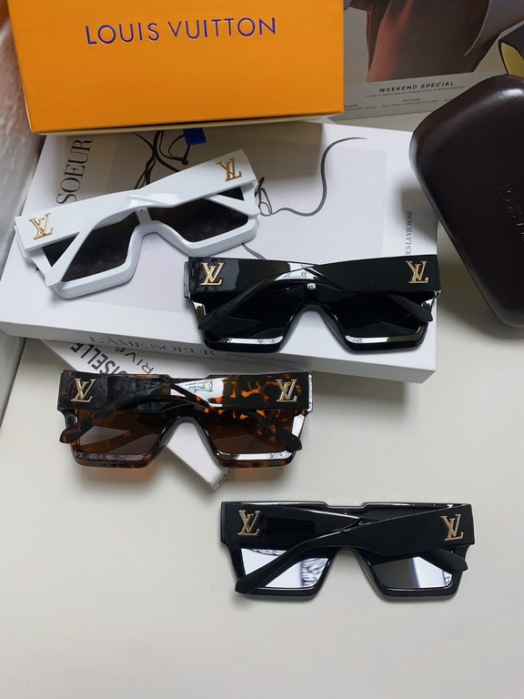 LV Louis Vuitton European and American large frame one-piece sunglasses Wang Hedi the same street beat tide cool glasses fashion inlaid diamond square men and women sunglasses