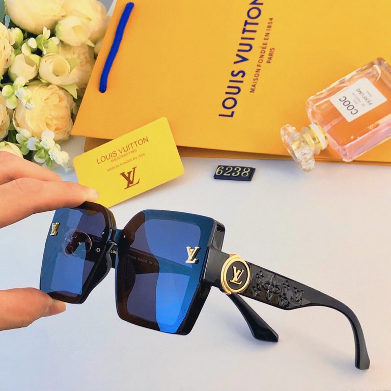 LV new sunglasses fashion large frame sunglasses women's trend temples UV protection net red street shooting glasses