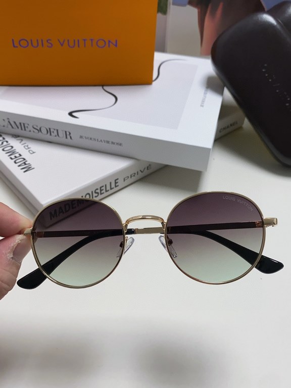 Lv Louis Vuitton 2024 star the same models sunglasses female male metal fashion flat small frame curved sunglasses unisex