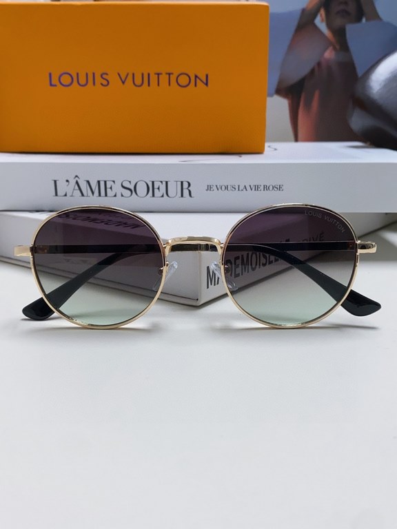 Lv Louis Vuitton 2024 star the same models sunglasses female male metal fashion flat small frame curved sunglasses unisex