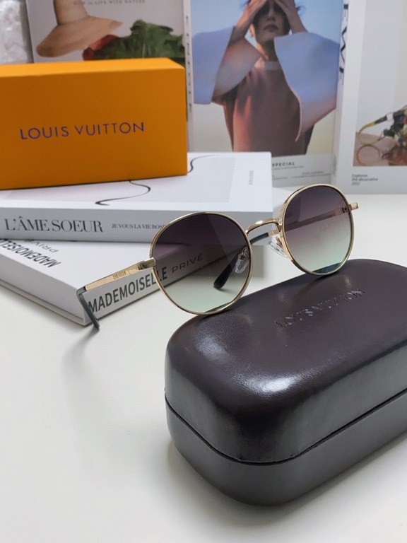 Lv Louis Vuitton 2024 star the same models sunglasses female male metal fashion flat small frame curved sunglasses unisex