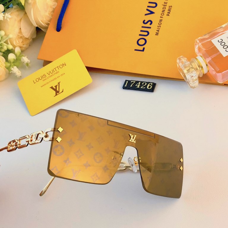 LV Europe and the United States fashion one-piece lens sunscreen sunglasses Ms. ins square box sunglasses female senior sense of cross-border