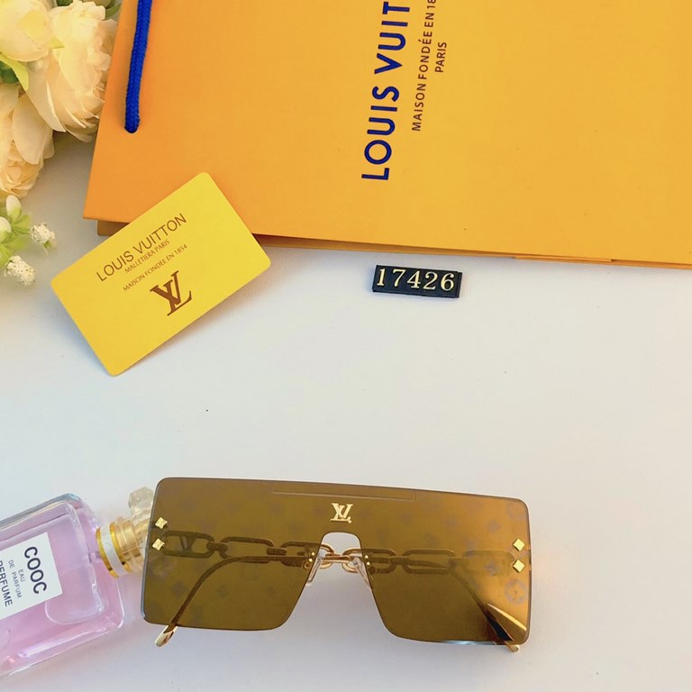 LV Europe and the United States fashion one-piece lens sunscreen sunglasses Ms. ins square box sunglasses female senior sense of cross-border