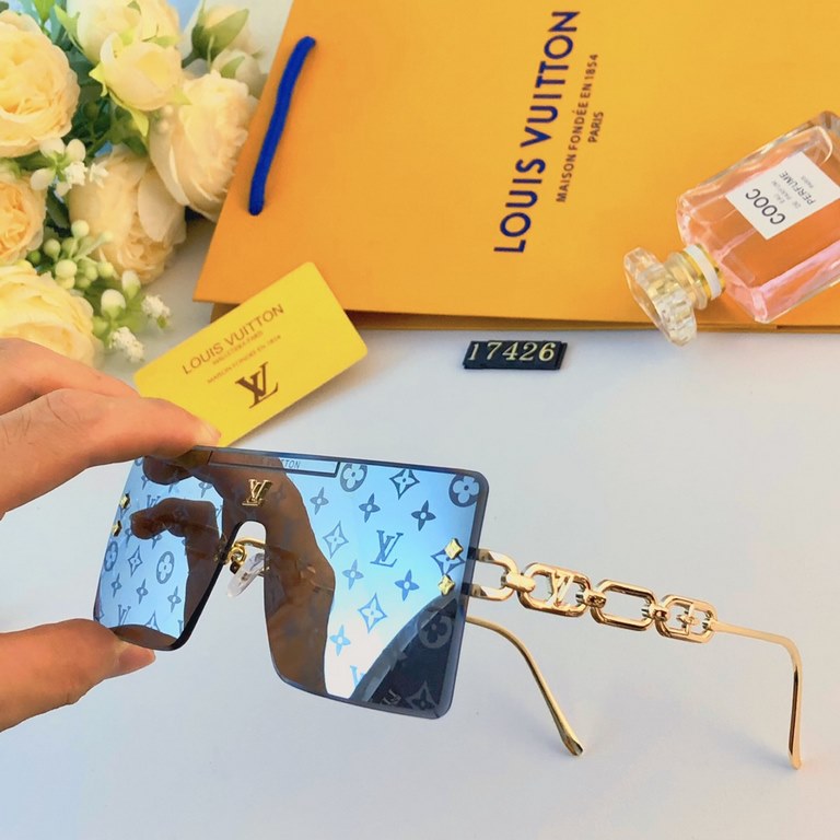 LV Europe and the United States fashion one-piece lens sunscreen sunglasses Ms. ins square box sunglasses female senior sense of cross-border