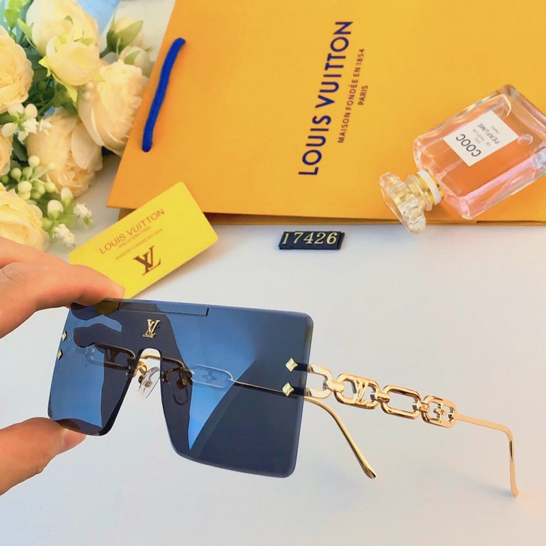 LV Europe and the United States fashion one-piece lens sunscreen sunglasses Ms. ins square box sunglasses female senior sense of cross-border