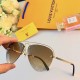 LV sunglasses men and women with the same metal half-frame high-level sense of hundred matching show face small driving UV protection sunglasses