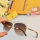 LV sunglasses men and women with the same metal half-frame high-level sense of hundred matching show face small driving UV protection sunglasses