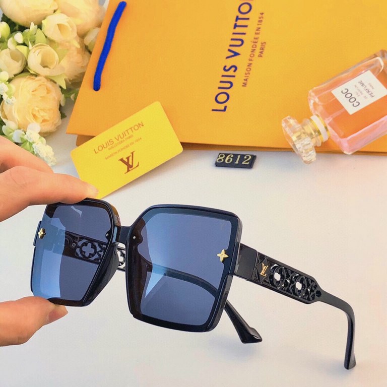 LV2024 new fashion hollow sunglasses female square large frame ins wind net red paragraph sunglasses tide street beat tide