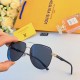 LV new men's polarized sunglasses fashion double beam large frame sunglasses UV protection driving glasses