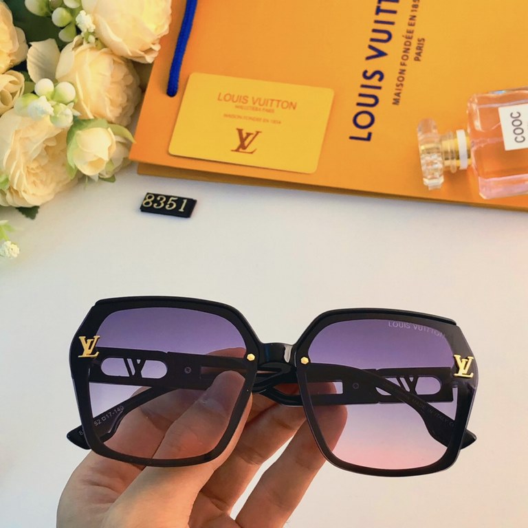 LV2023 new sunglasses women's fashion high-level sense of square frame sunglasses show face small ultraviolet driving glasses