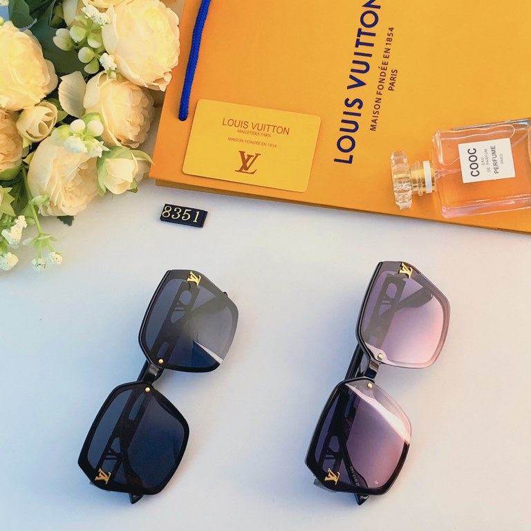 LV2023 new sunglasses women's fashion high-level sense of square frame sunglasses show face small ultraviolet driving glasses