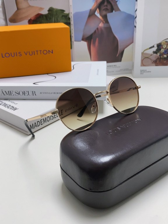 Lv Louis Vuitton 2024 star the same models sunglasses female male metal fashion flat small frame curved sunglasses unisex