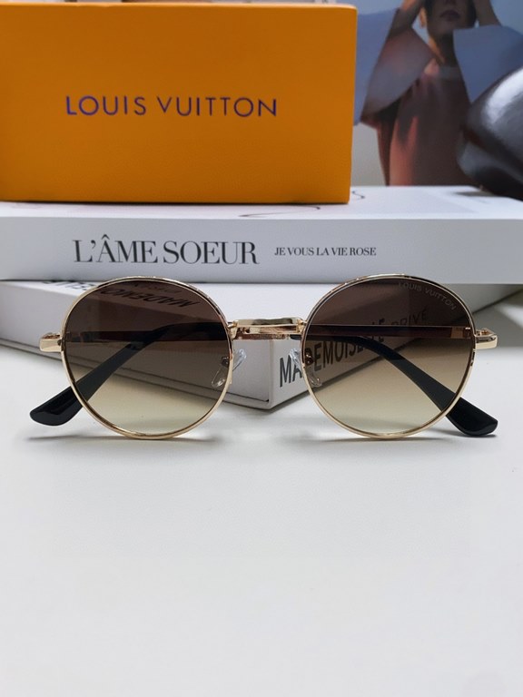 Lv Louis Vuitton 2024 star the same models sunglasses female male metal fashion flat small frame curved sunglasses unisex