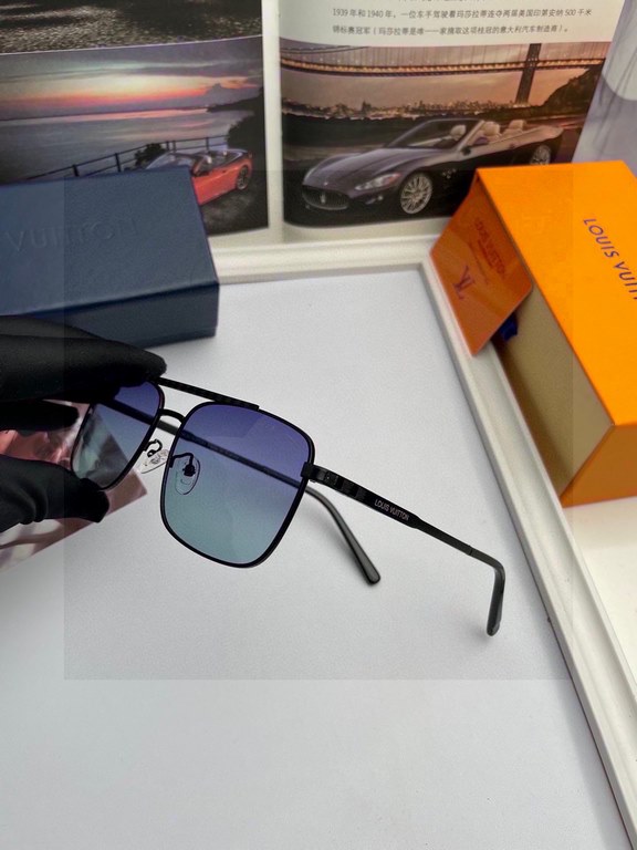 . New   Brand Louis Vuitton LV Original single quality men and women with the same polarized sunglasses   Material high-definition Polaroid polarized lenses, imported alloy printed logo mirror legs. Small frame exquisite