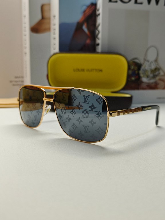 LV Louis Vuitton Sunglasses can be matched with near with myopia metal sunglasses men's fashion retro sunshade square frame glasses double beam sunglasses female models