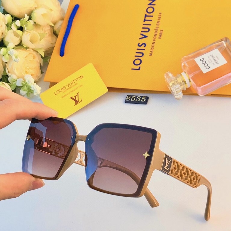 LV2024 new large frame thin sunglasses high-definition fashion Korean version of sunscreen driving street shooting advanced sense of sunglasses