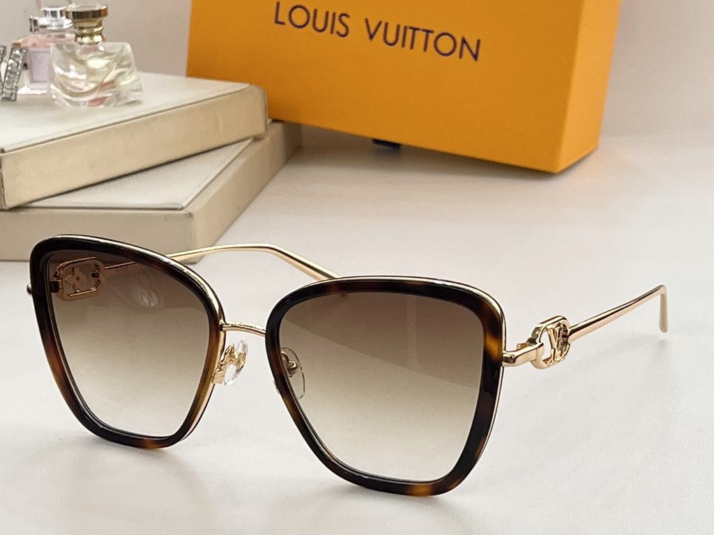 LOUIS VUITTON pearlized sequin face  Four-leaf clover flowers on temples and LV gold-tone logo  z1668,z1669,z1770,z1771,z17773e ,z1774.SIZE56 mouth 18-140