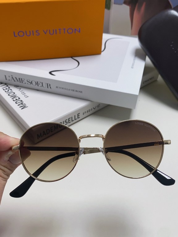 Lv Louis Vuitton 2024 star the same models sunglasses female male metal fashion flat small frame curved sunglasses unisex