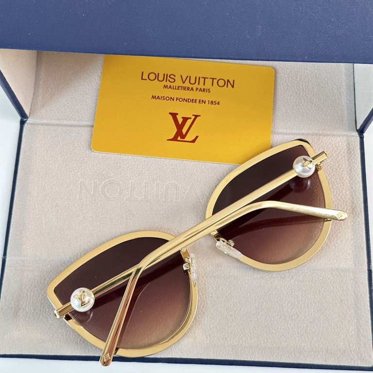 New Louis Vuitton LV Women's Eyewear PEARL CAT EYE Fashion Hundred Pearl Cat Eye Sunglasses Z1995U