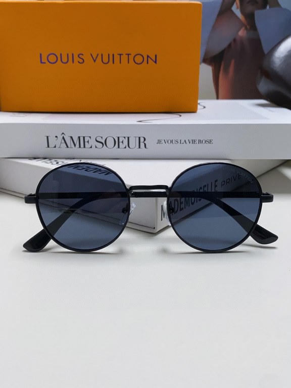 Lv Louis Vuitton 2024 star the same models sunglasses female male metal fashion flat small frame curved sunglasses unisex