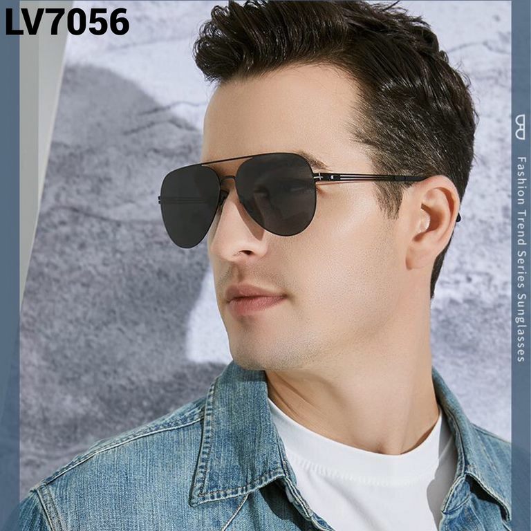 LV sunglasses men's polarized sunglasses high-definition new trend of senior driving with toadstool aviator color-changing sunglasses