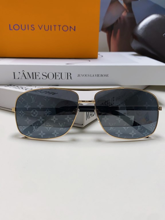 LV Louis Vuitton Sunglasses can be matched with near with myopia metal sunglasses men's fashion retro sunshade square frame glasses double beam sunglasses female models