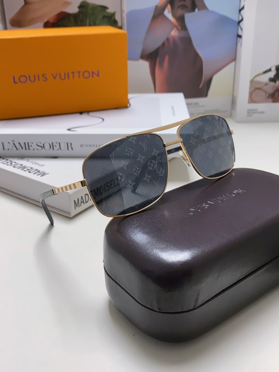 LV Louis Vuitton Sunglasses can be matched with near with myopia metal sunglasses men's fashion retro sunshade square frame glasses double beam sunglasses female models