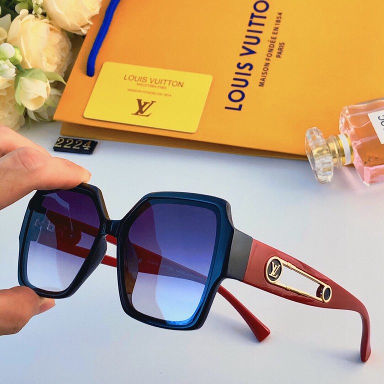 LV new square light luxury sunglasses premium sense of gradient fashion trend versatile ultraviolet protection sunglasses summer Ms.