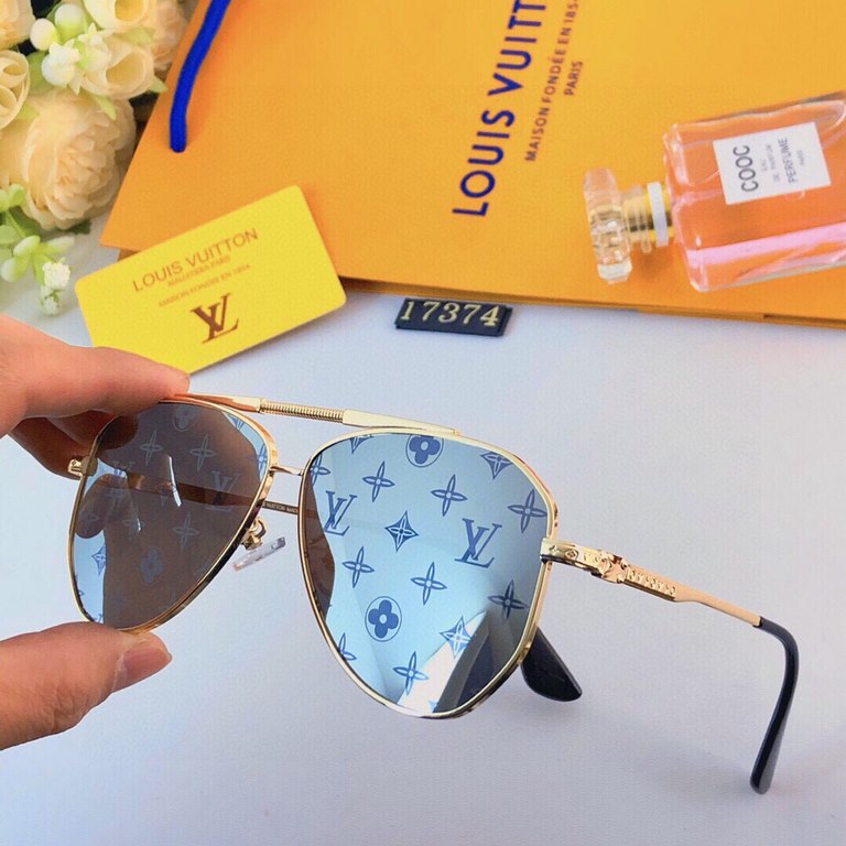 LV aviator sunglasses men and women with large face thin driving UV toadstool personalized sunglasses