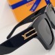 LV Blade Model No. 1482 Sunglasses are crafted in a timeless, rugged square design with articulation embellished with dazzling LV letters, Monogram florals at the headband and the LV Circle logo on the lenses. Highly rec