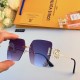 LV new square rimless glasses female large face thin street shooting Korean trend sunglasses INS tide sunglasses