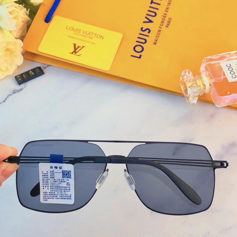 LV2023 Xiaohongshu same metal square frame sunglasses round face thin large frame sunglasses men UV protection