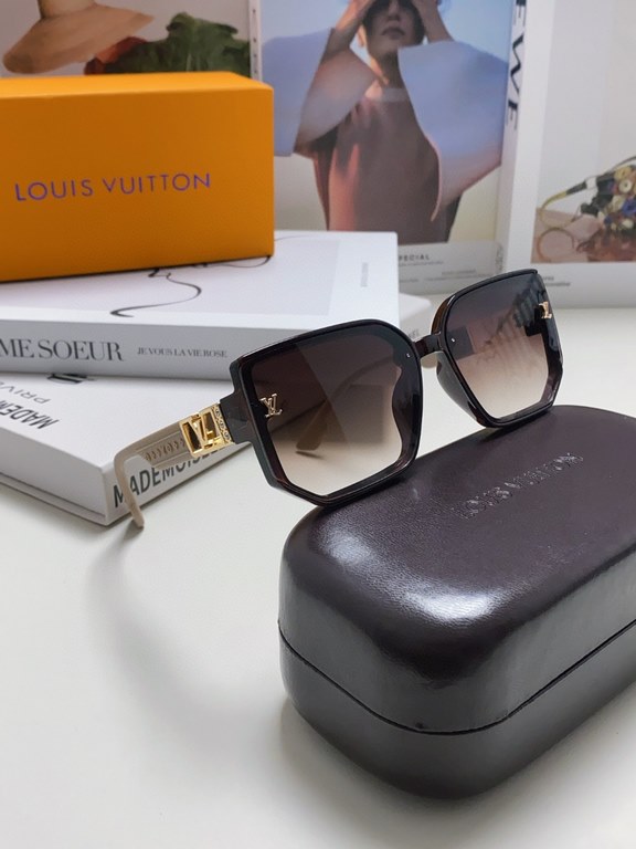 Lv Louis Vuitton 2024 latest version of the advanced sense of temperament large frame square celebrity sunglasses women's new large round face sunshade sunglasses for men and women