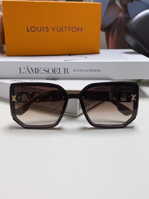 Lv Louis Vuitton 2024 latest version of the advanced sense of temperament large frame square celebrity sunglasses women's new large round face sunshade sunglasses for men and women