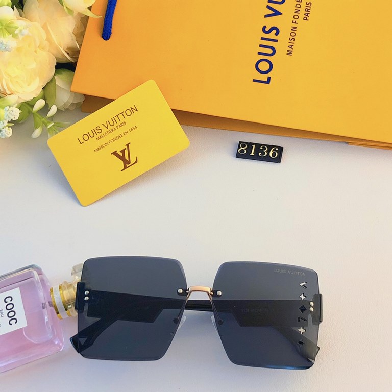 LV fashion large frame sunglasses premium sense sunglasses female travel sun glasses UV protection 2024 new fashion