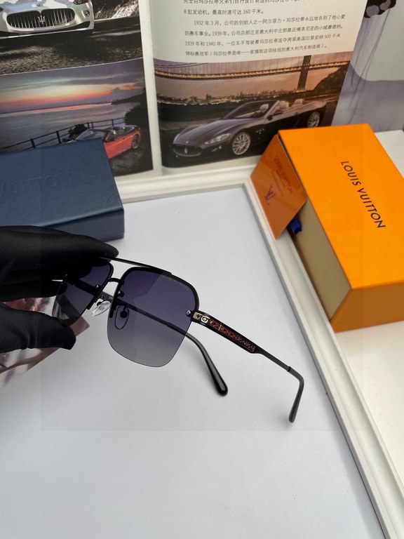 . New   Brand Louis Vuitton LV Original single quality men and women with the same polarized sunglasses   Material high-definition Polaroid polarized lenses, imported alloy printed logo mirror legs. Small frame exquisite