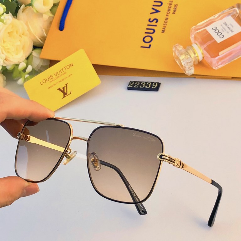 LV new men's sunglasses Europe and the United States explosion metal double beam fashion large frame sunglasses driving driving sunglasses female