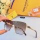 LV new one-piece sunglasses fashion Europe and the United States personality metal large frame sunglasses tide driving sunglasses