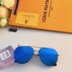 LV sunglasses men's new large face trend fashion polarized driving glasses super cool double beam sunscreen UV sunglasses