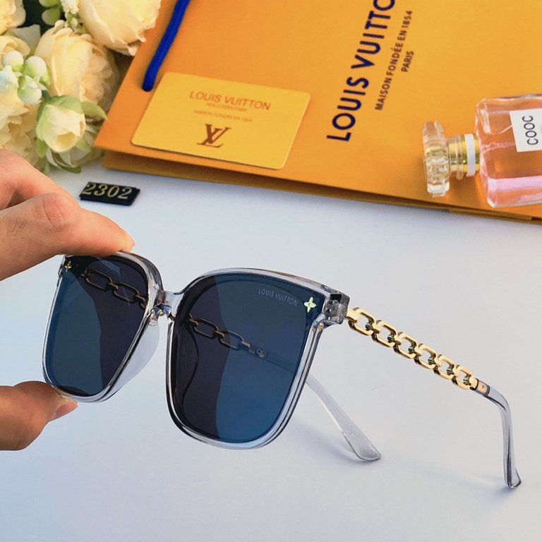 LV new sunglasses female advanced sense ins net red models sunscreen sunglasses large frame round face thin glasses male models